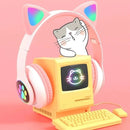Fone Bluetooth Gamer Orelhas de Gato com Led Headphone